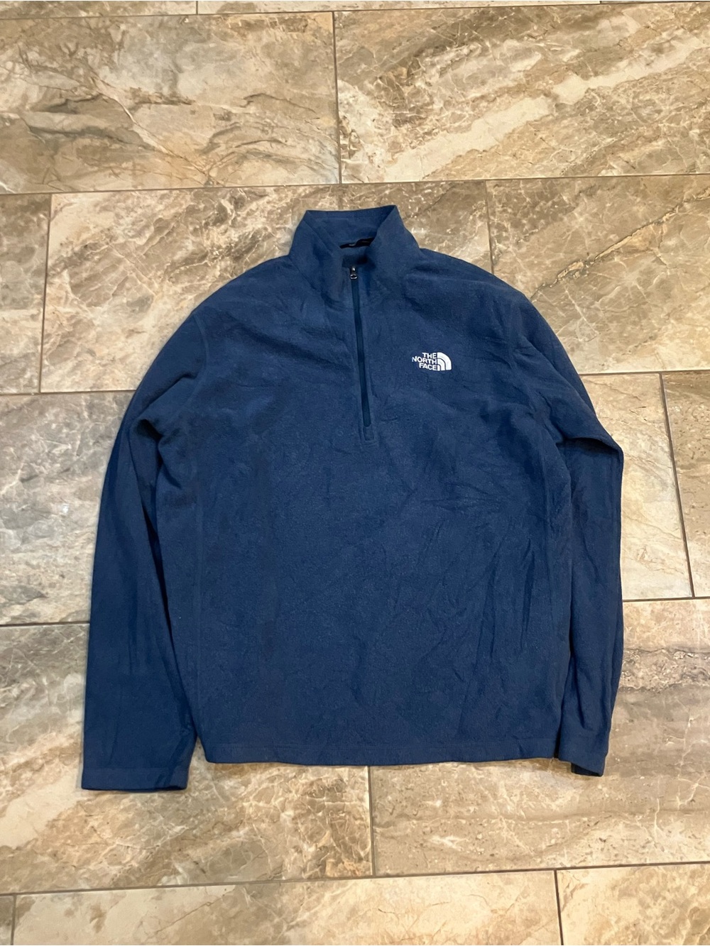 The North Face Blue Mossbud High Pile Teddy Fleece 1/4 Zip Pullover